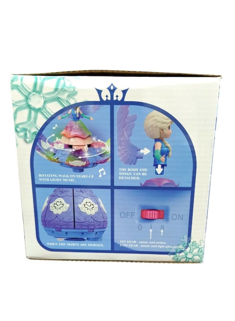 دمية أميرة الرقص بفانوس رمضان، بتصميم قلعة جليدية، فستان أزرق مع تاج بنفسجي، مناسبة للأطفال من عمر 18 شهرًا فما فوق. - Image 2